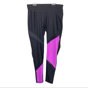 Black Pink High Rise Full Length Leggings Large Athleisure Gym Workout Lounge